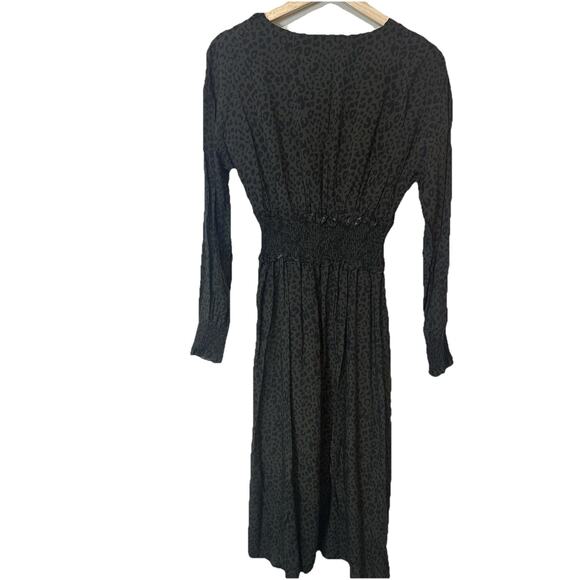 Zara Denim Empire Waist Dress Womens‎ S Animal Print Careerwear Leopard Cheetah - Picture 2 of 6